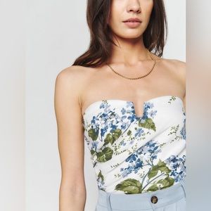 BRAND NEW Reformation Madelyn Linen Top - Size 6 Color Riviera